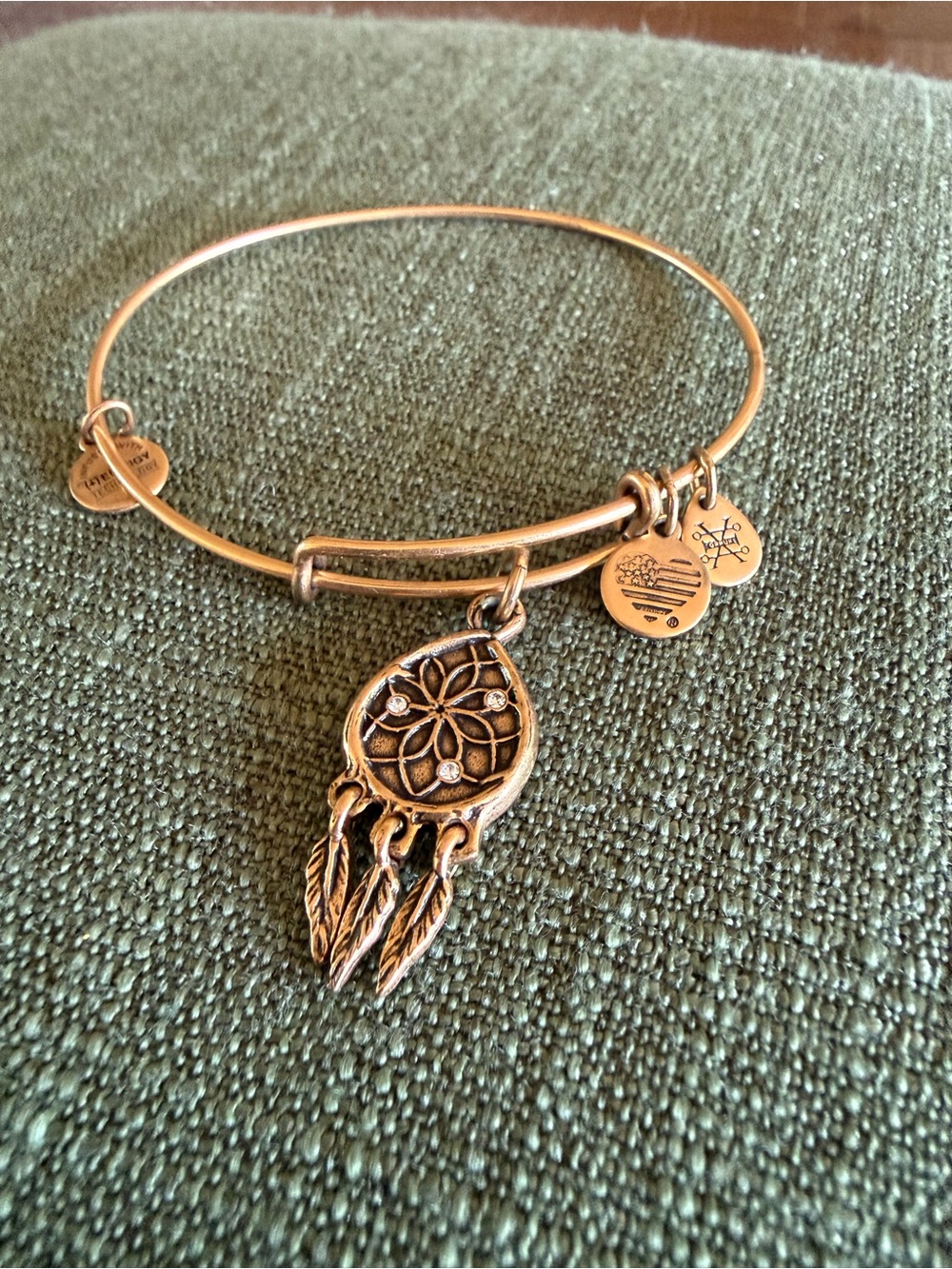 Alex and Ani Gold-Tone Dreamcatcher Charm Bangle Bracelet